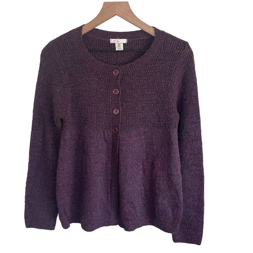 Lux Womens Cardigan Sweater Purple Half Front Button Women’s Size Large